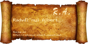 Radványi Albert névjegykártya